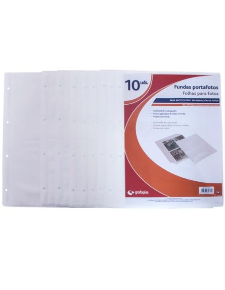 GRAFOPLÁS FUNDAS 4 TALADROS PP EXTRA 320X2300MM PARA ÁLBUM FOTOGRAFÍAS TRANSPARENTE -BOLSA 10U-