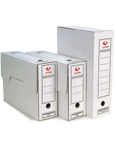 GRAFOPLAS CAJA ARCHIVO DEFINITIVO FOLIO PROLONGADO CARTÓN MICROCANAL BLANCO PACK 50 UD