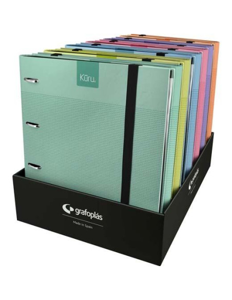 GRAFOPLÁS CARPETA ANILLAS CARPEBOOK CRECAMBIO A4 EXPOSITOR DE 12 FORRADO KURU