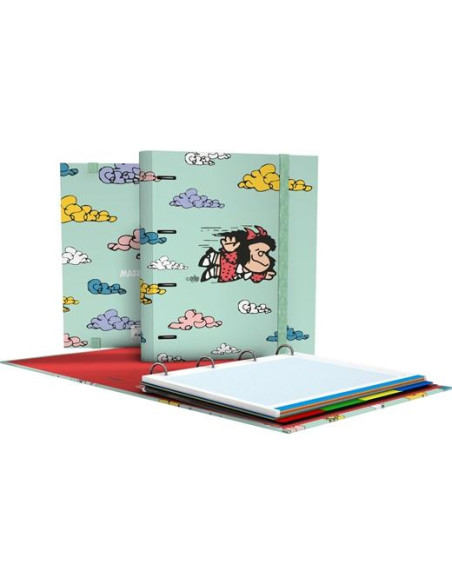 GRAFOPLÁS CARPEBOOK 4 ANILLAS MIXTAS D35 MAFALDA VOLADORA 4 SEPARADORES CRECAMBIO 100H A4 CARTÓN PLASTIFICADO