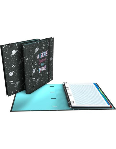 GRAFOPLÁS CARPEBOOK ANILLAS 4D35MM RECAMBIO 100H 5X5 EC3FORRADO DIN-A4 ALIENS
