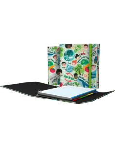 GRAFOPLÁS CARPEPLÚS 4 ANILLAS MIXTAS D25 REVOLUTION GREEN 4 SEPARADORES CRECAMBIO 100H A4 CARTÓN PLASTIFICADO