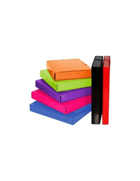 GRAFOPLÁS CAJAS DE PROYECTOS ECOPROJECT MULTILINE CON GOMAS Y LOMO DE 3CM FUCSIA