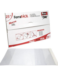 FIXO FORRO LIBROS SIN ADHESIVO SOLAPA AJUSTABLE PVC 120 MICRAS 029X053M TRANSPARENTE CAJA 25