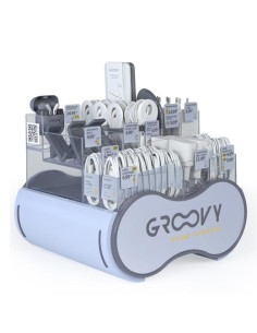 GROOVY EXPOSITOR CARGADORES PARED USB-ATIPO-C SOPORTE COCHE CABLES USBMICRO-USBLIGHTNINGTYPE C  AURICULARES -62U-