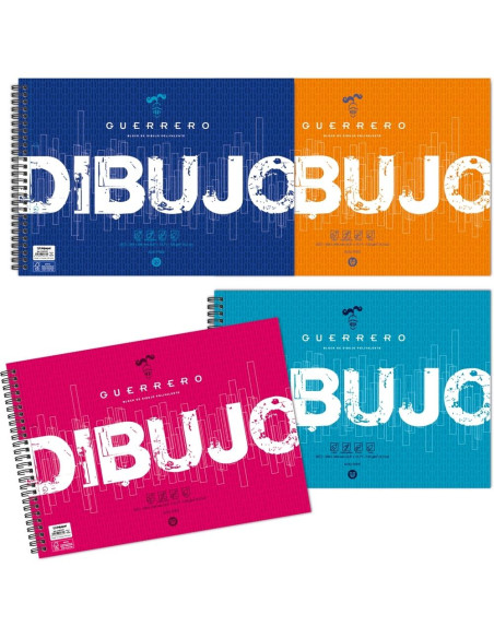 BLOC DE DIBUJO GUERRERO CON ESPIRAL con RECUADRO 2 TALADROS F PROLONGADO 120g 20h