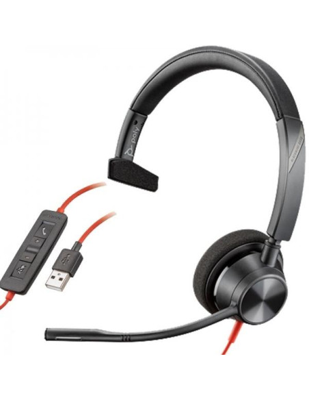 HP POLY AURICULARES BLACKWIRE C3310 DIADEMA MONOAURAL C MICRÓFONO CONTROL DE VOLUMEN CABLE USB NEGRO