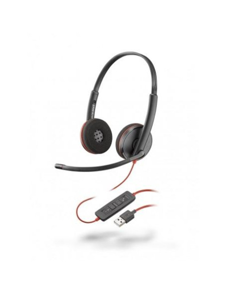 HP POLY AURICULARES BLACKWIRE C3220 DIADEMA BIAURAL ESTÉREO MICRÓFONO CONTROL DE VOLUMEN CABLE USB-A NEGRO