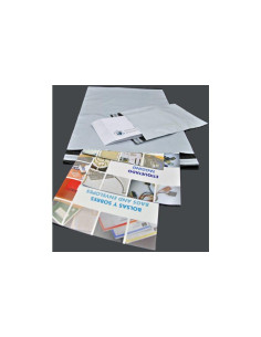 BOLSAS MENSAJERÍA ESTÁNDAR PLÁSTICO OPACO 450X60040 SOLAPA BLANCO  INTERIOR NEGRO -PACK DE 100UD-