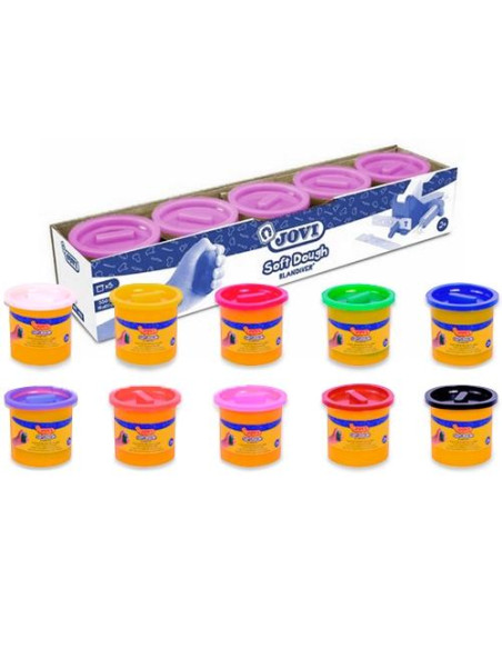 JOVI PLASTILINA SOFT DOUGH BLANDIVER BOTE 110GR VIOLETA ESTUCHE 5 UD