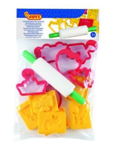 JOVI BOLSA COLGABLE CON 6 MOLDES  6 MOLDES DE CORTE  RODILLO DE MODELAJE CSURTIDOS