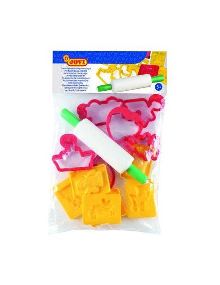 JOVI BOLSA COLGABLE CON 6 MOLDES  6 MOLDES DE CORTE  RODILLO DE MODELAJE CSURTIDOS