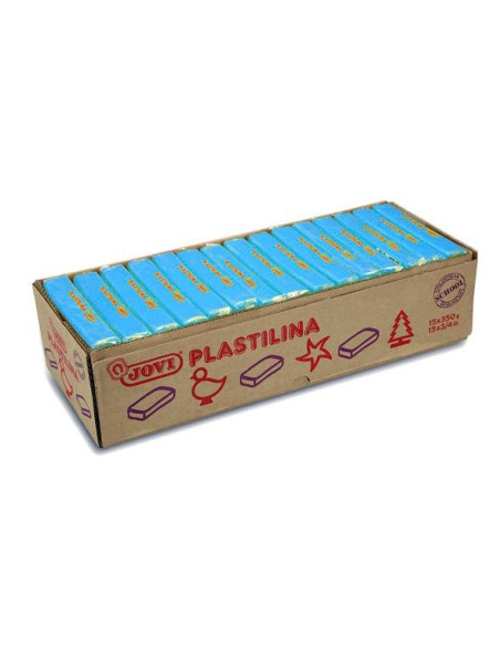JOVI PLASTILINA PASTILLA 350GR UNICOLOR AZUL CLARO CAJA 15 UD