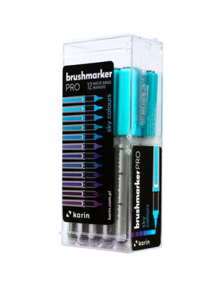 KARIN ROTULADORES BRUSHMARKER PRO SKY COLOURS PUNTA PINCEL CSURTIDOS SET 12 UD