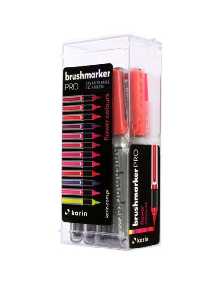 KARIN ROTULADORES BRUSHMARKER PRO FLOWERS COLOURS PUNTA PINCEL CSURTIDOS SET 12 UD