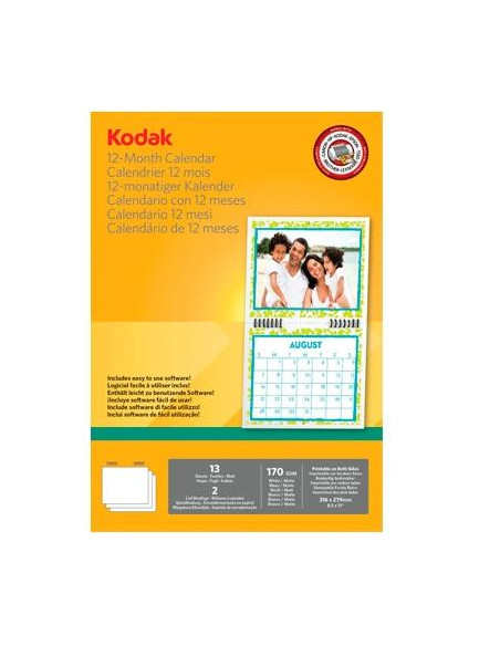 KODAK PAPEL FOTOGRÁFICO 216X279MM 170GR ESPECIAL CALENDARIOS PAQUETE 13H BLANCO