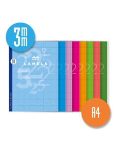 LAMELA LIBRETA GRAPADA 50H A4 90GR CUADROVÍA 3MM CMARGEN CUBIERTA BÁSICA CSURTIDOS