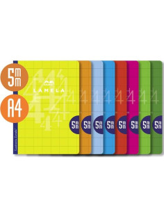 LAMELA LIBRETA GRAPADA 50H A4 90GR CUADROVÍA 5MM CUBIERTA BÁSICA CSURTIDOS