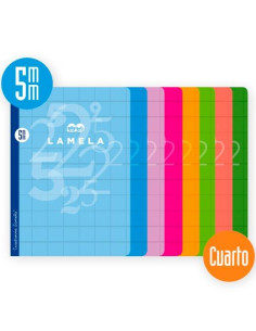 LAMELA LIBRETA GRAPADA 50H 4 70GR CUADROVÍA 5MM CUBIERTA BÁSICA CSURTIDOS