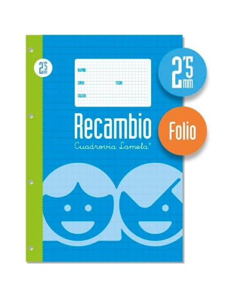 LAMELA RECAMBIO 100H FOLIO 70GR CUADROVÍA 25MM CMARGEN 4 TALADROS OFFSET BLANCO