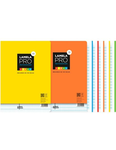 LAMELA RECAMBIO PRO 100H A4 90GR CUADROVÍA 3MM 5 BANDAS COLOR 4 TALADROS OFFSET BLANCO