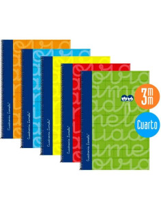 LAMELA CUADERNO ESPIRAL 80H 4 70GR CUADROVÍA 3MM CMARGEN CUBIERTA EXTRADURA CSURTIDOS -PACK 5U-