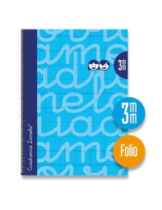 LAMELA CUADERNO ESPIRAL 80H FOLIO 90GR CUADROVÍA 3MM CMARGEN CUBIERTA EXTRADURA AZUL -PAQUETE 5U-