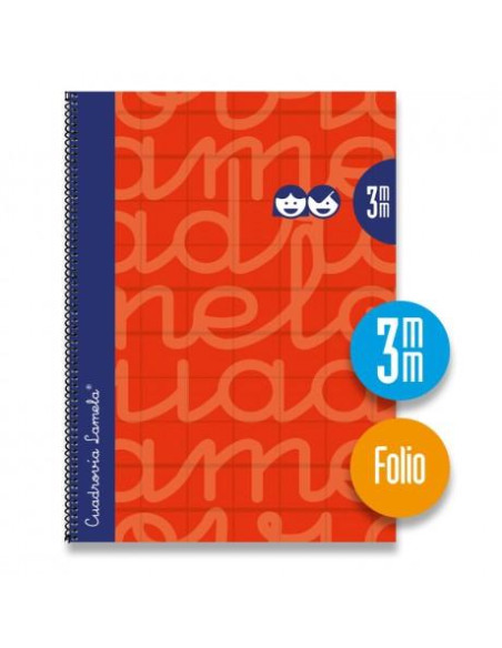 LAMELA CUADERNO ESPIRAL 80H FOLIO 90GR CUADROVÍA 3MM CMARGEN CUBIERTA EXTRADURA ROJO -PAQUETE 5U-
