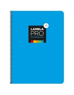 LAMELA CUADERNO ESPIRAL 100H FOLIO 90GR CUADROVÍA 3MM CMARGEN CUBIERTA EXTRADURA AZUL -PAQUETE 5U-