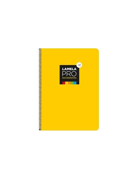 LAMELA CUADERNO ESPIRAL 100H FOLIO 90GR CUADROVÍA 3MM CMARGEN CUBIERTA EXTRADURA AMARILLO -PAQUETE 5U-
