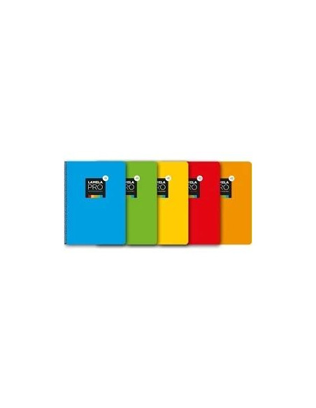 LAMELA CUADERNO ESPIRAL 100H FOLIO 90GR CUADROVÍA 3MM CMARGEN CUBIERTA EXTRADURA CSURTIDOS -PAQUETE 5U-