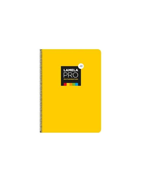 LAMELA CUADERNO ESPIRAL 100H FOLIO 90GR CUADROVÍA 4MM CMARGEN CUBIERTA EXTRADURA AMARILLO -PAQUETE 5U-