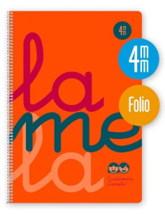 LAMELA CUADERNO ESPIRAL 80H FOLIO 90GR CUADROVÍA 4MM CMARGEN CUBIERTA PP NARANJA FLUORESCENTE