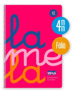 LAMELA CUADERNO ESPIRAL 80H FOLIO 90GR CUADROVÍA 4MM CMARGEN CUBIERTA PP ROSA FLUORESCENTE