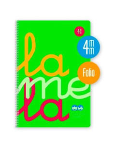 LAMELA CUADERNO ESPIRAL 80H FOLIO 90GR CUADROVÍA 4MM CMARGEN CUBIERTA PP VERDE FLUORESCENTE