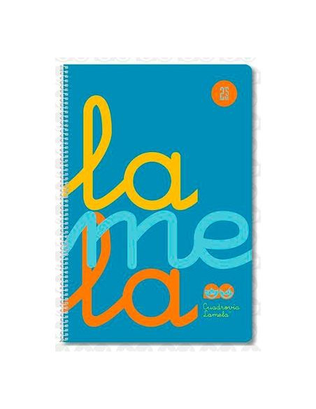 LAMELA CUADERNO ESPIRAL 80H FOLIO 90GR CUADROVÍA 5MM CMARGEN CUBIERTA PP AZUL FLUORESCENTE