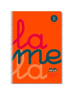 LAMELA CUADERNO ESPIRAL 80H FOLIO 90GR CUADROVÍA 5MM CMARGEN CUBIERTA PP NARANJA FLUORESCENTE