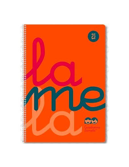 LAMELA CUADERNO ESPIRAL 80H FOLIO 90GR CUADROVÍA 5MM CMARGEN CUBIERTA PP NARANJA FLUORESCENTE