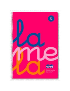 LAMELA CUADERNO ESPIRAL 80H FOLIO 90GR CUADROVÍA 5MM CMARGEN CUBIERTA PP ROSA FLUORESCENTE