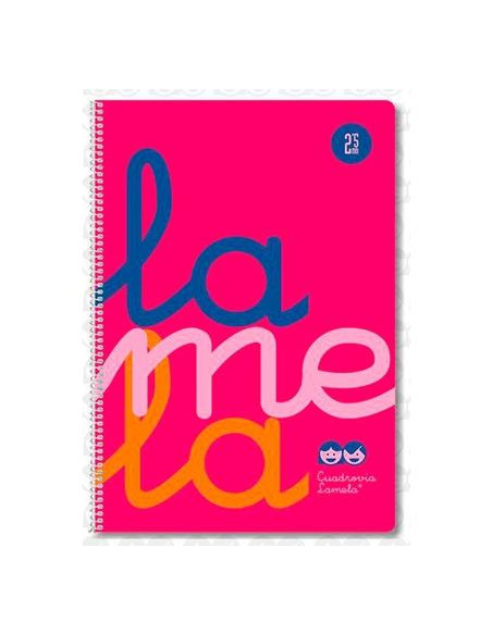 LAMELA CUADERNO ESPIRAL 80H FOLIO 90GR CUADROVÍA 5MM CMARGEN CUBIERTA PP ROSA FLUORESCENTE