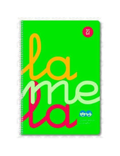 LAMELA CUADERNO ESPIRAL 80H FOLIO 90GR CUADROVÍA 5MM CMARGEN CUBIERTA PP VERDE FLUORESCENTE