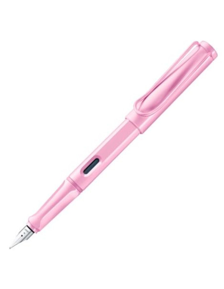 LAMY PLUMA ESTILOGRÁFICA SAFARI PLÁSTICO ASA MANGO ERGONÓMICO CARTUCHO TINTA AZUL PUNTA F ROSA CLARO