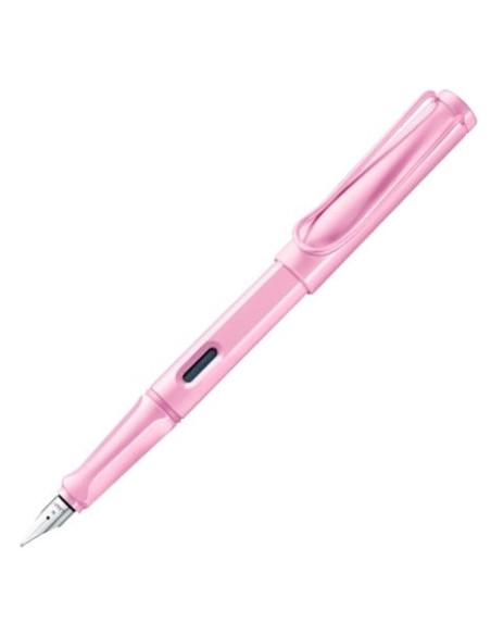 LAMY PLUMA ESTILOGRÁFICA SAFARI PLÁSTICO ASA MANGO ERGONÓMICO CARTUCHO TINTA AZUL PUNTA M ROSA CLARO