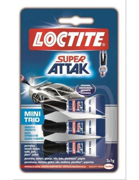 LOCTITE SUPER ATTAK MINI TRIO ADHESIVO INSTANTÁNEO 3X1G