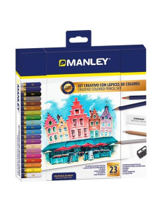 MANLEY SET CREATIVO LÁPICES DE COLORES 23 PIEZAS SURTIDO