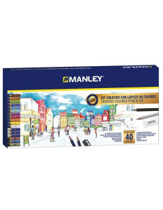 MANLEY SET CREATIVO LÁPICES DE COLORES 40 PIEZAS SURTIDO