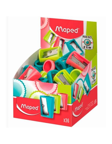 MAPED SACAPUNTAS VIVO MAXI 1 AGUJERO CSURTIDOS EXPOSITOR 30 UD
