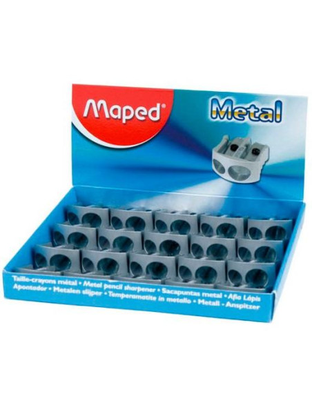 MAPED AFILALÁPICES METÁLICO CLASSIC 2 AGUJEROS PLATA CAJA EXPOSITORA 20U