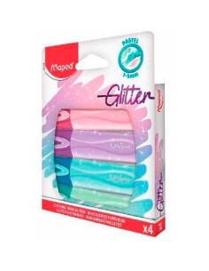 MAPED MARCADOR FLUORESCENTE FLUOR´PEPS GLITTER CSURTIDOS ESTUCHE 4 UD