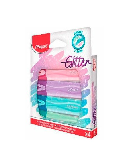 MAPED MARCADOR FLUORESCENTE FLUOR´PEPS GLITTER CSURTIDOS ESTUCHE 4 UD